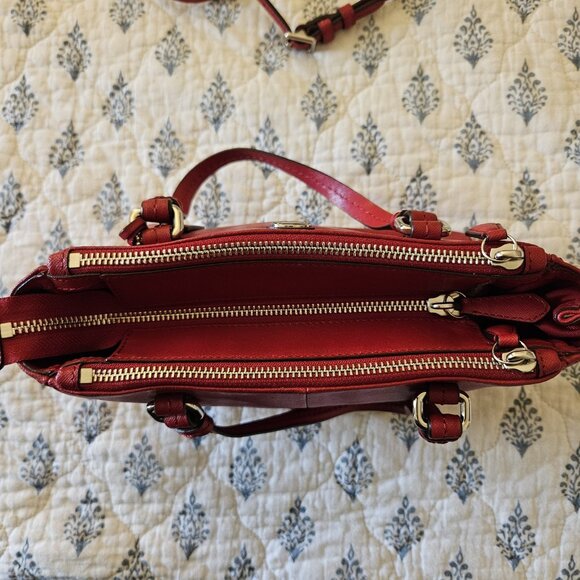 Coach Peyton Leather Mini Carryall Satchel Crossbody Bag F32829 RED NWT - Picture 9 of 16